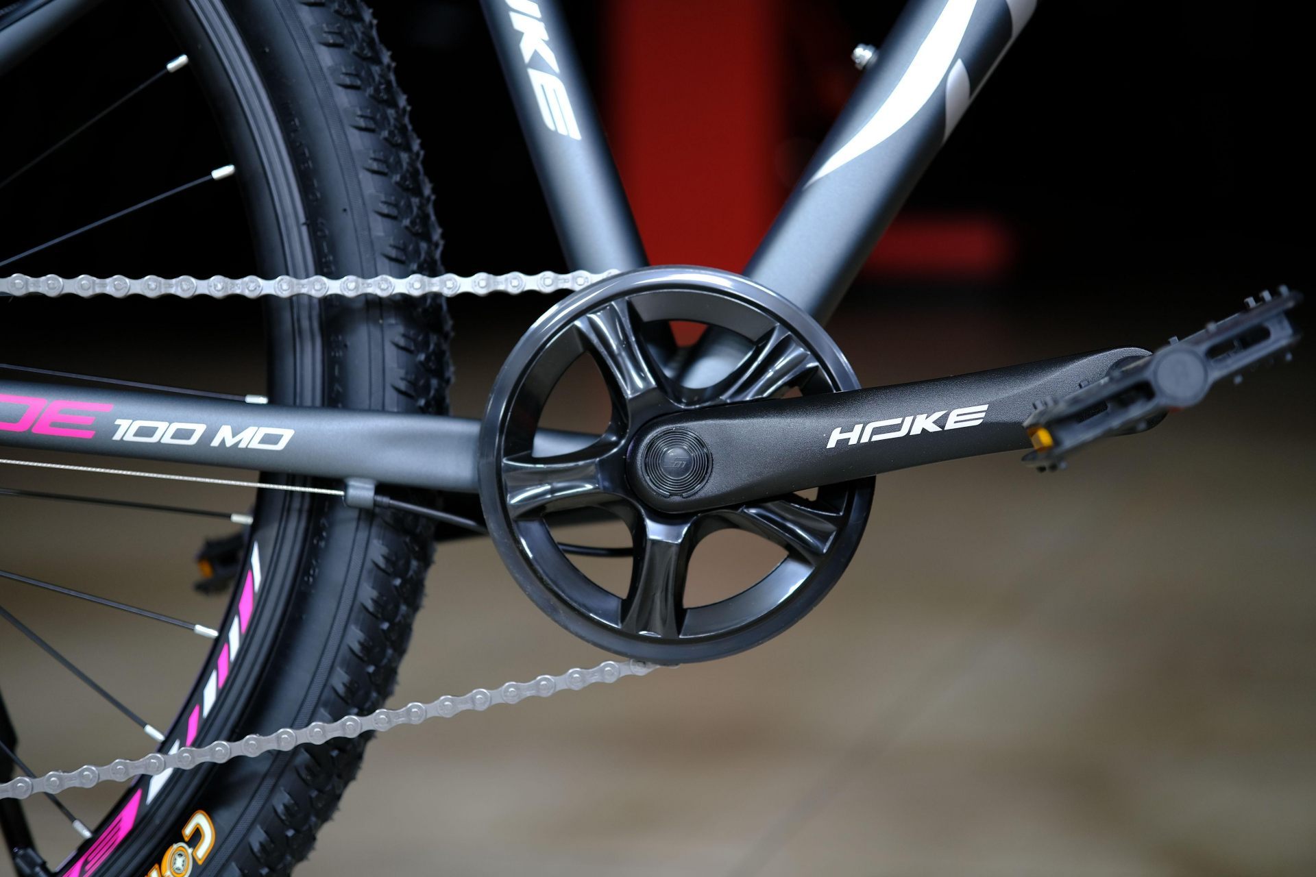 Система (шатун) алюминий 36T под квадрат HOKE Jade 100 MD матовый серый-розовый 19