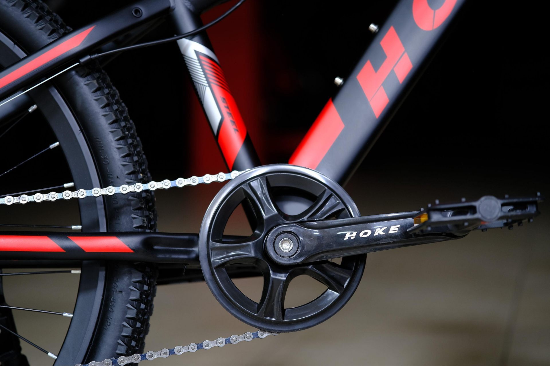 Система (шатун) сталь 36T
 HOKE Steel WAY 24 матовый чёрный-красный